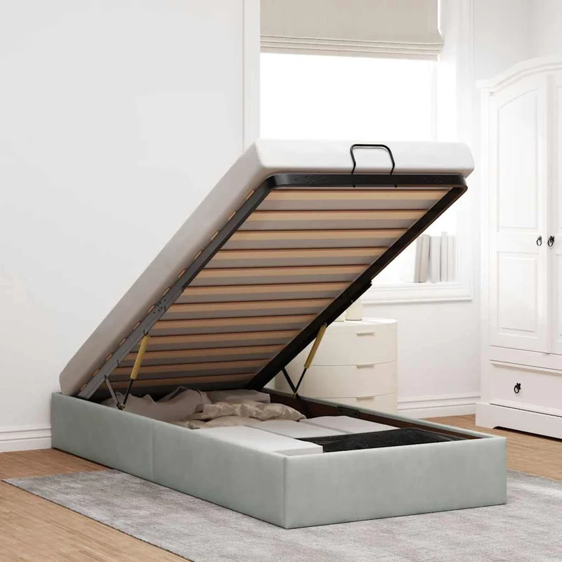 vidaXL Bedframe zonder matras 80x200 cm fluweel lichtgrijs