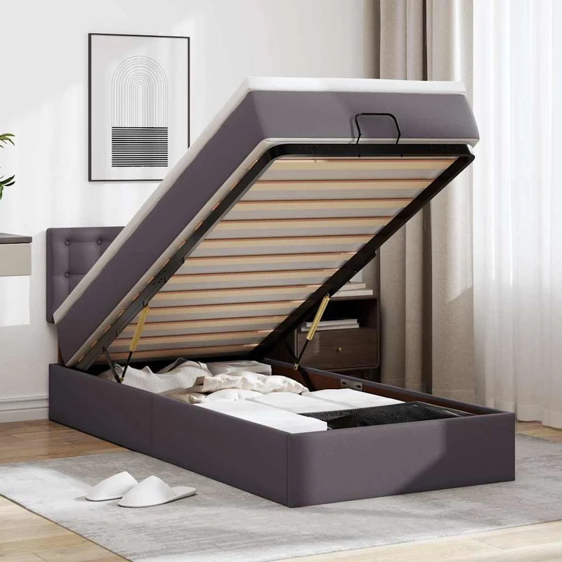 vidaXL Ottomaanse bed met matras 80x200cm kunstleer zwart
