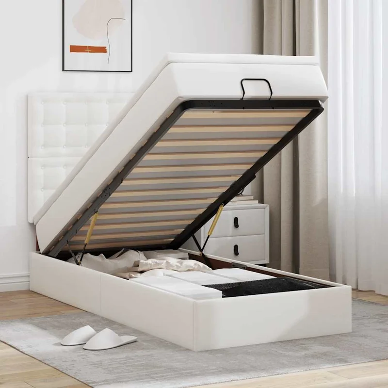 vidaXL Ottomaanse bed met matras 80x200cm kunstleer zwart