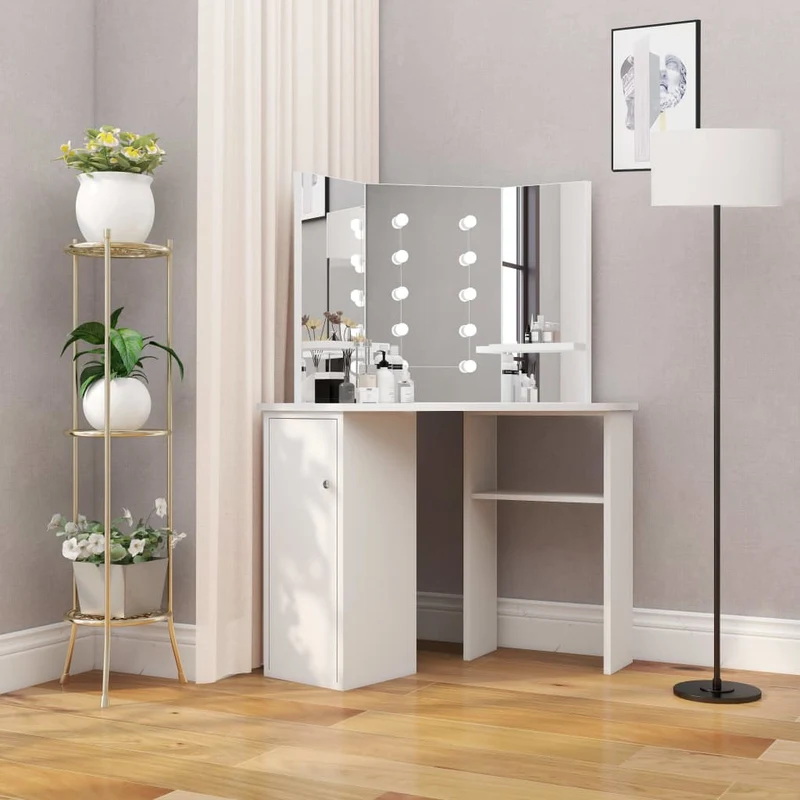 vidaXL Hoekkaptafel met LED-verlichting wit