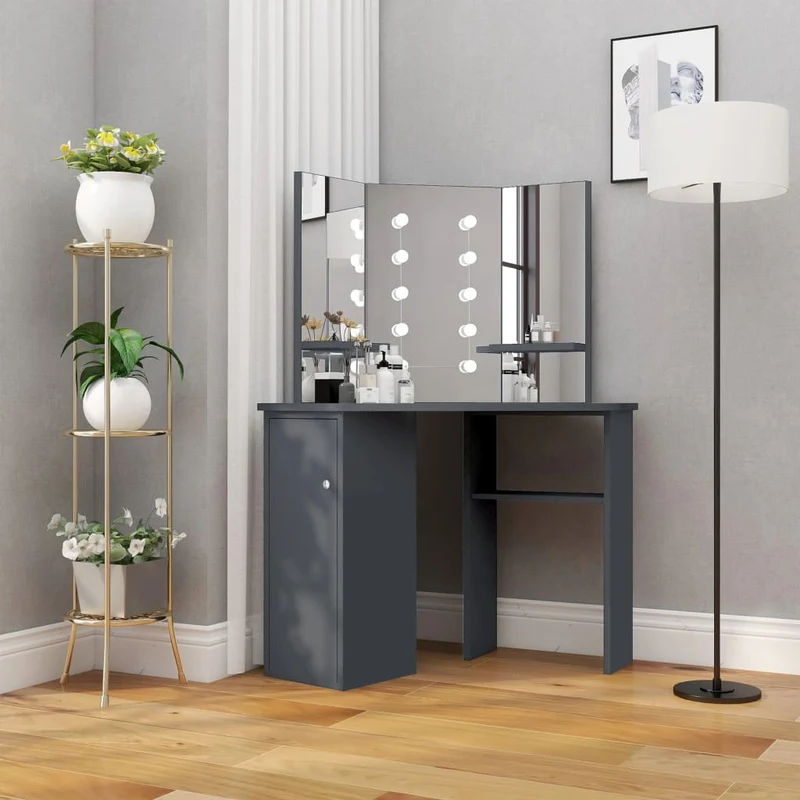 vidaXL Hoekkaptafel met LED-verlichting wit