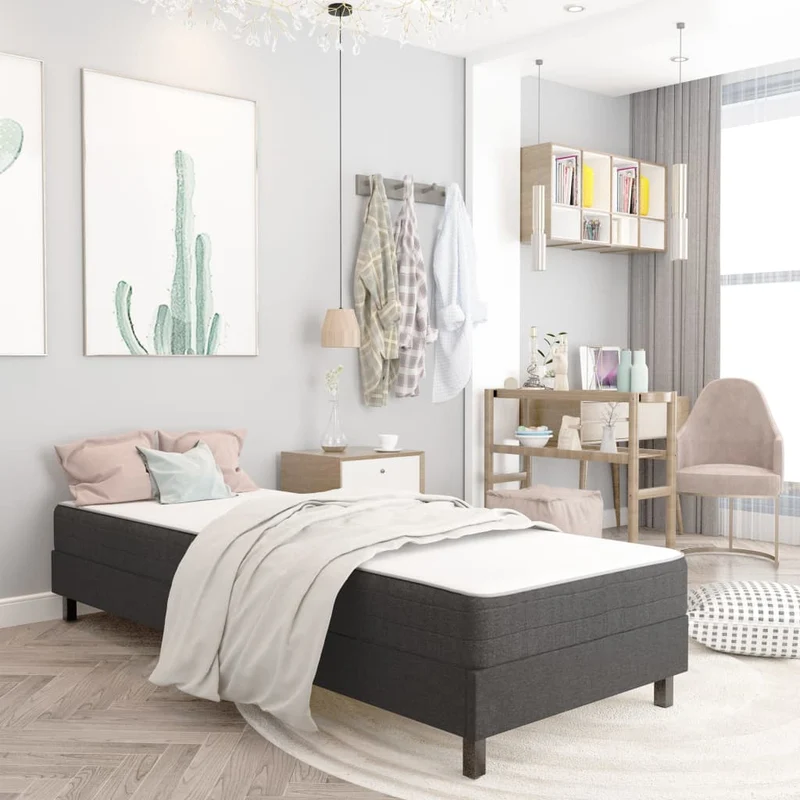 vidaXL Boxspring stof donkergrijs 80x200 cm