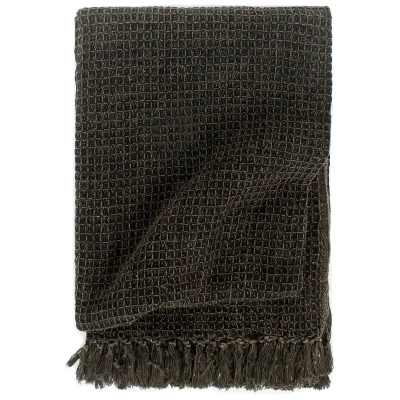 vidaXL Plaid 125x150 cm katoen antraciet en bruin