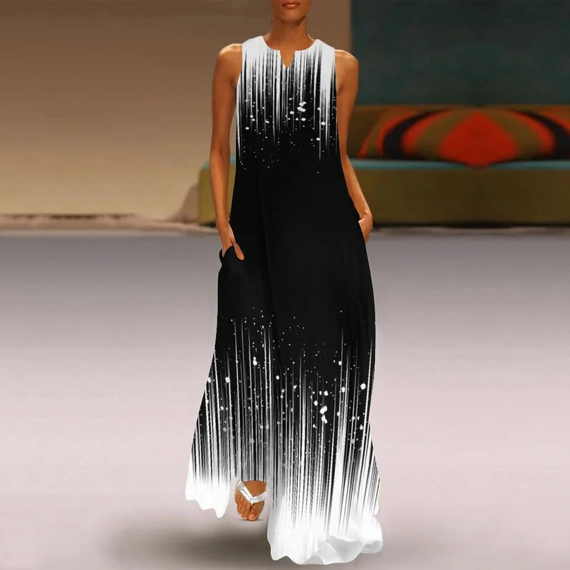 Robe Longue Sans Manches Personnalisable : Maxi Dress Fluide & Slim