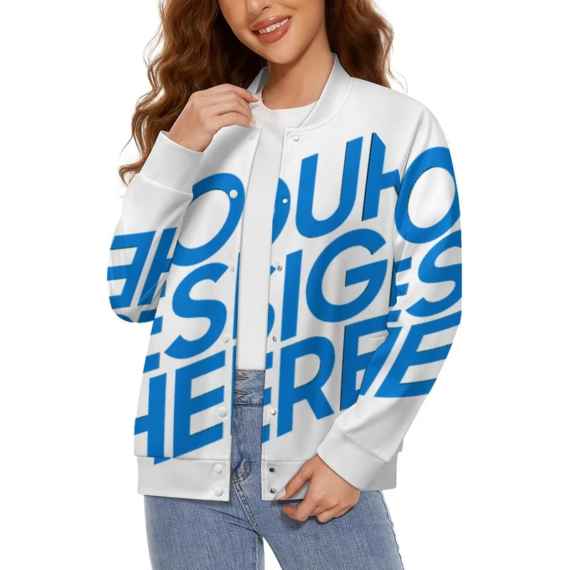 Veste de baseball universitaire pour femme SDS2507 personnalisé avec photo texte prénom (conception une image)