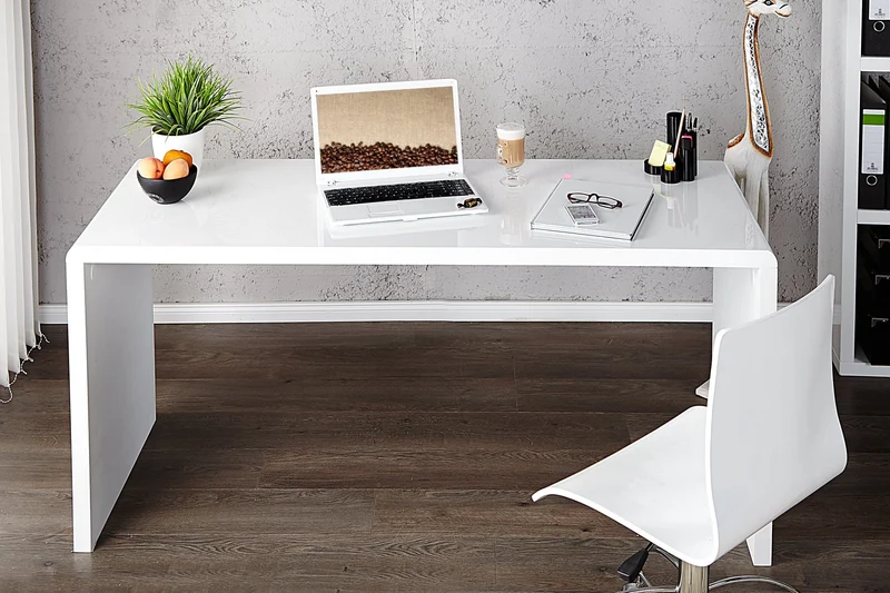 Bureau design FAST TRADE 140cm table de bureau blanc brillant