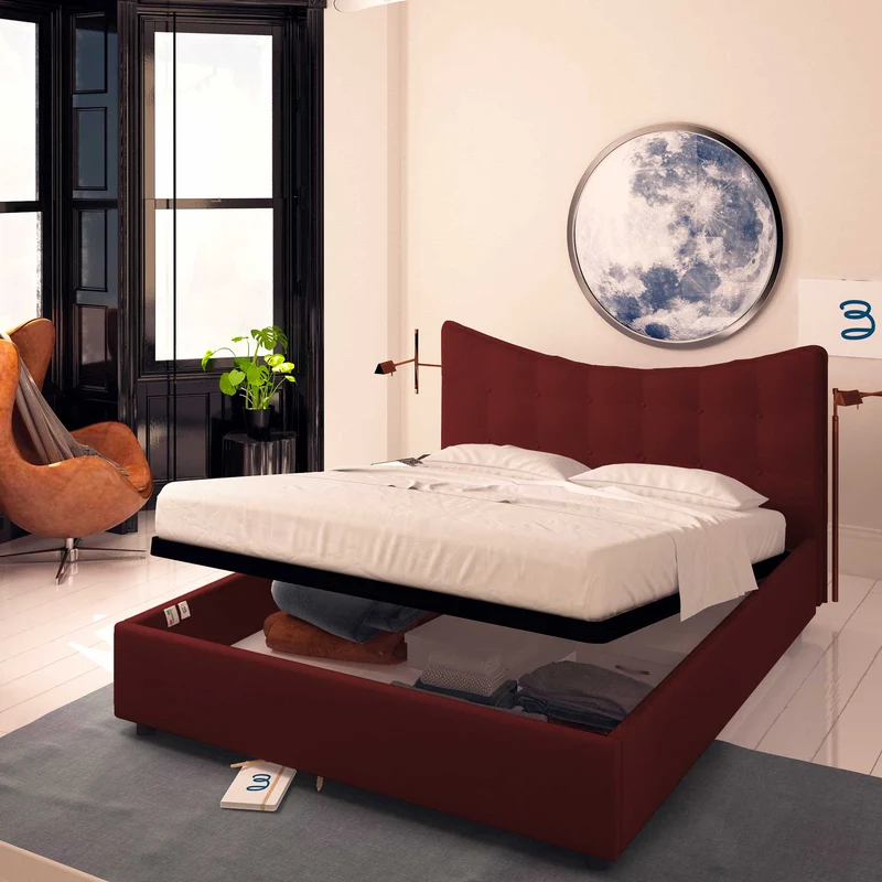 Letto contenitore singolo in ecopelle Moon