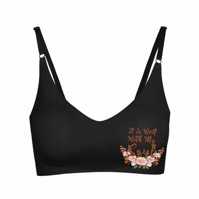 Brassière échancrée soutien-gorge push up sans coutures active micro-stretch lounge pour femme WH022 personnalisé avec motif texte photo (impression en bas à gauche)