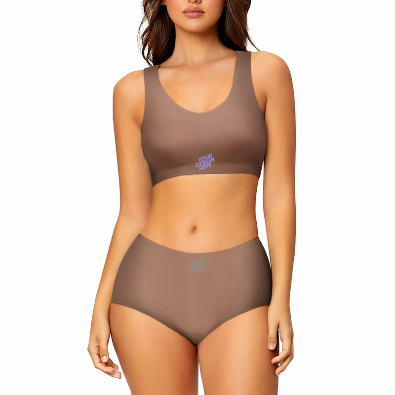 Ensemble Sous-Vêtements / Soutien-Gorge Sans Couture Pour Femmes WH021 Personnalisée Impression Intermédiaire Multi-Image Avec Texte Motif Logo Photo