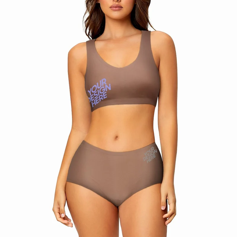 Ensemble Soutien-Gorge / Sous-Vêtements Bretelles Réglables Pour Femmes WH021 Personnalisée Impression Latérale Multi-Image Avec Texte Motif Logo Photo
