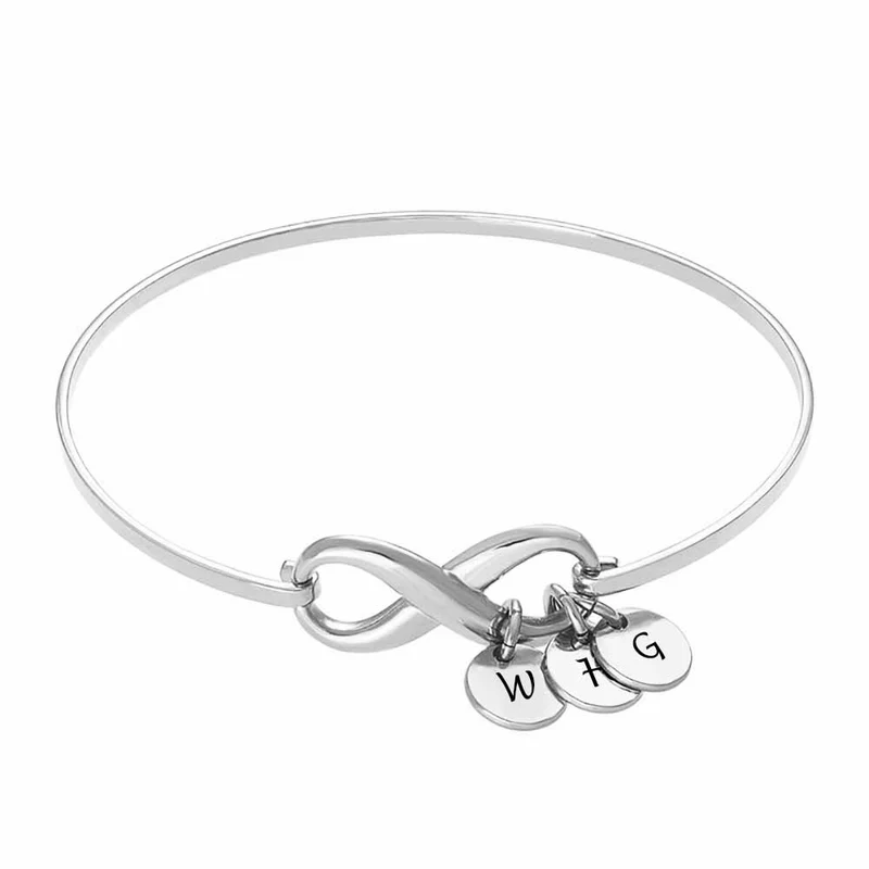 Bracelet Infini S0043 gravé personnalisé avec lettre