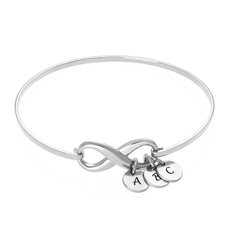 Bracelet Infini S0043 gravé personnalisé avec lettre