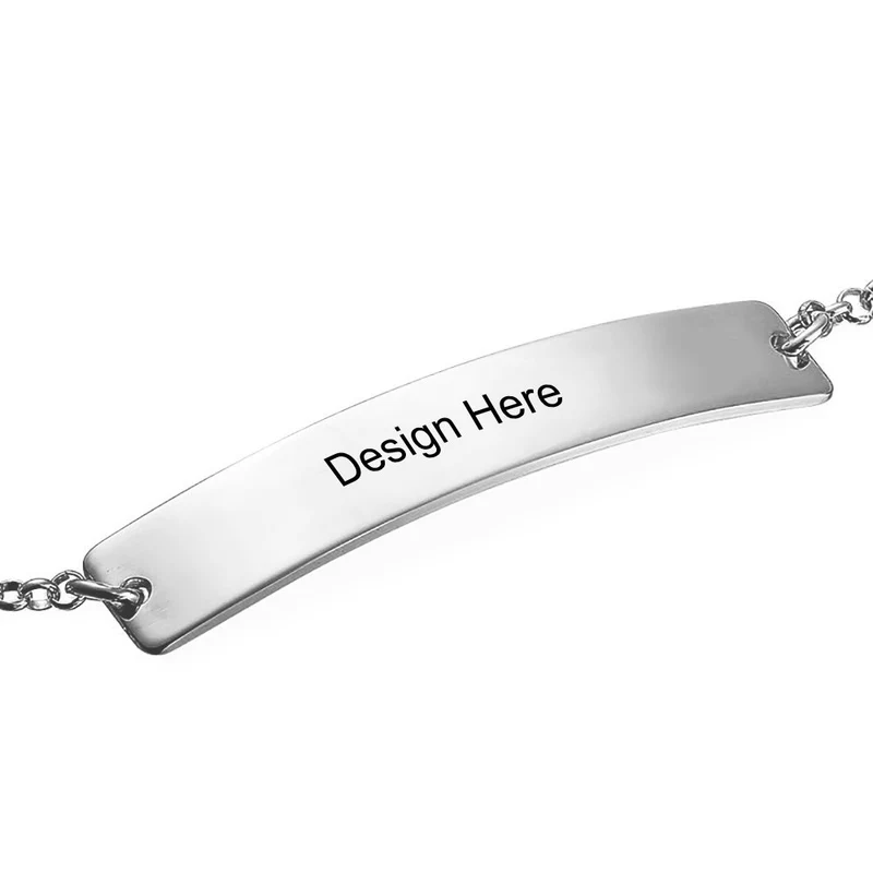 Bracelet Coordonné avec plaque signalétique S0027 gravé personnalisé avec texte prénom