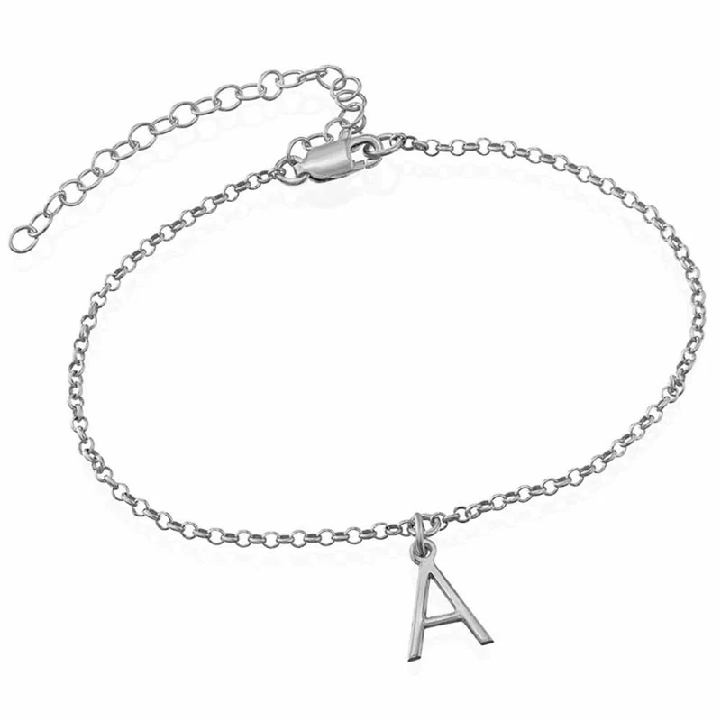 Bracelet de cheville S0026 en argent sterling 925 personnalisé avec lettre
