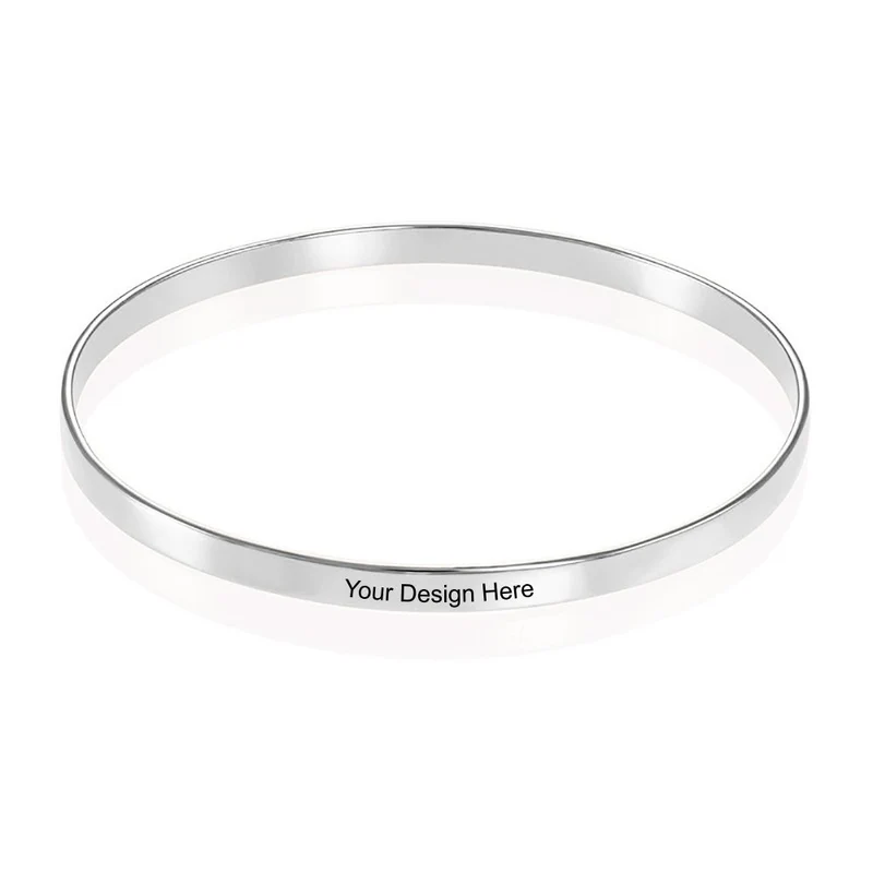 Bracelet sculpté simple pour femmes / hommes S0025 gravure personnalisé avec texte prénom