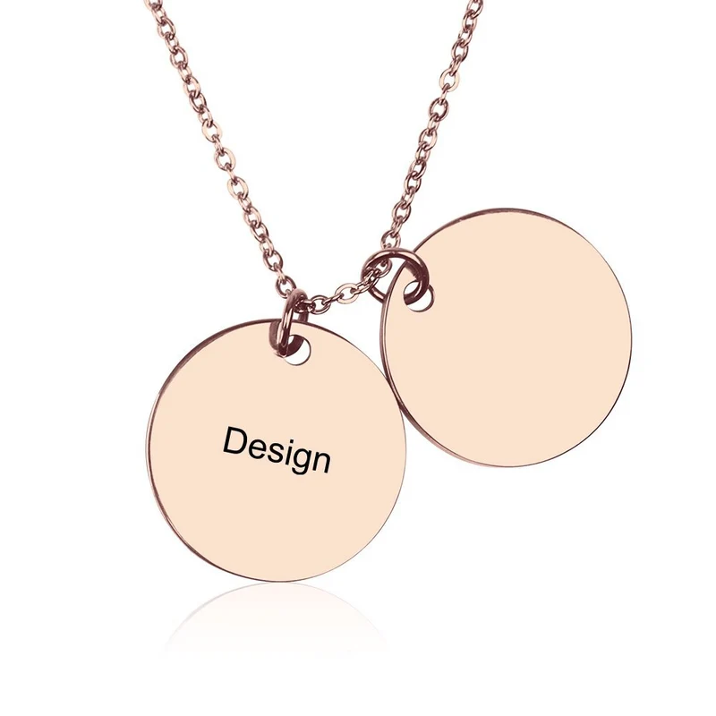 Collier chaîne avec médaillons à double disque gravure personnalisé avec texte prénom